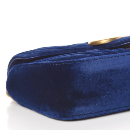 Gucci Velvet Matelasse Mini GG Marmont Shoulder Bag Cobalt Blue 6 of 10