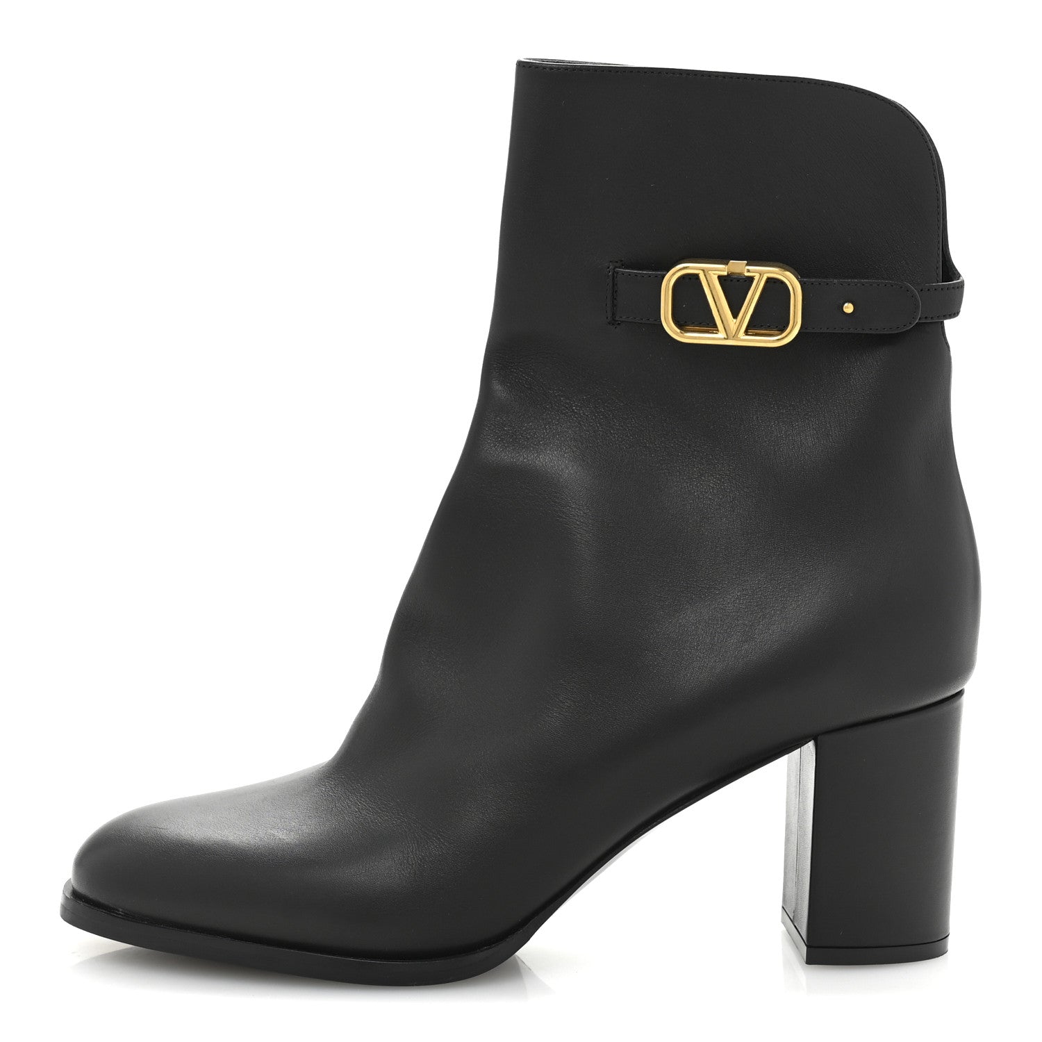 Valentino Garavani Calfskin VLogo 70mm Ankle Boots 38.5  Black 1 of 10