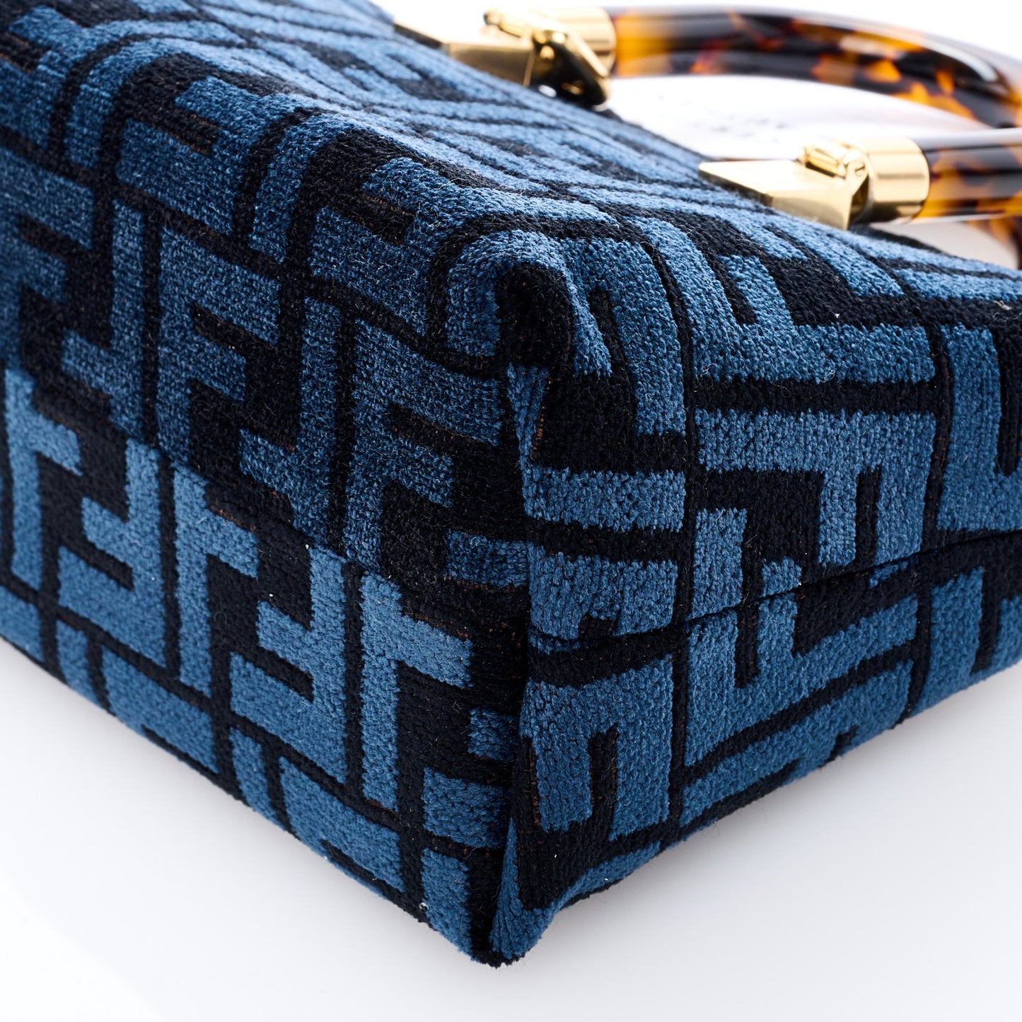 Chenille Vitello King Plexiglass FF Mini By The Way Top Handle Boston Bag Blue Black