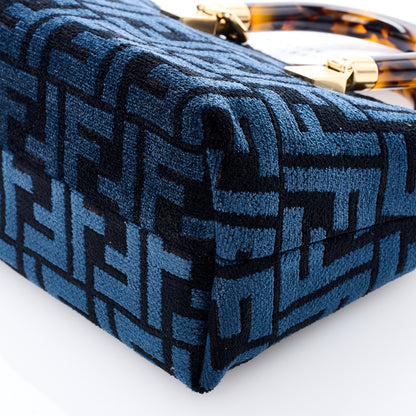 Fendi Chenille Vitello King Plexiglass FF Mini By The Way Top Handle Boston Bag Blue Black 8 of 8