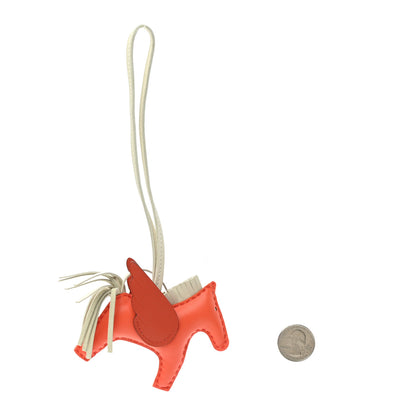 Hermes Milo Lambskin Grigri Rodeo Pegase Horse Bag Charm PM Orange Poppy Craie Terre Battue 2 of 5