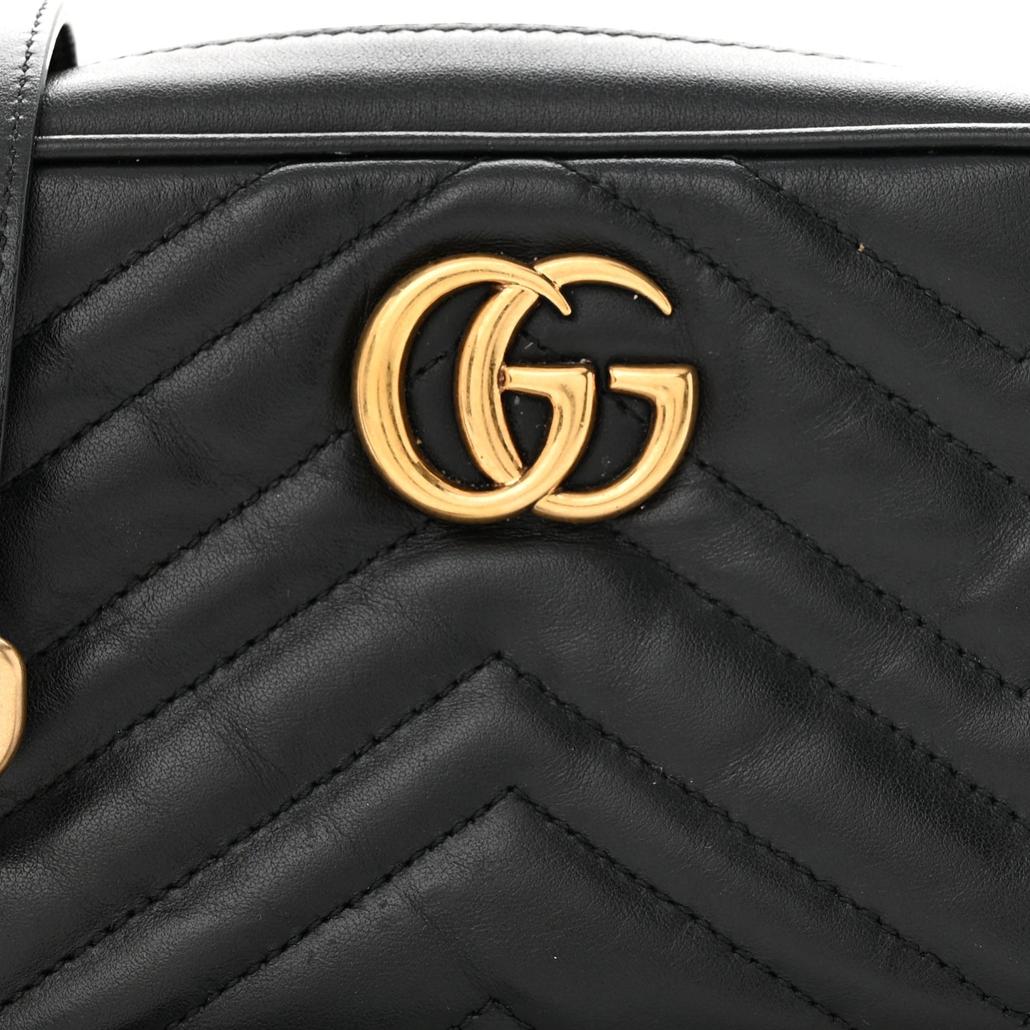 Calfskin Matelasse Mini GG Marmont Chain Shoulder Bag Black