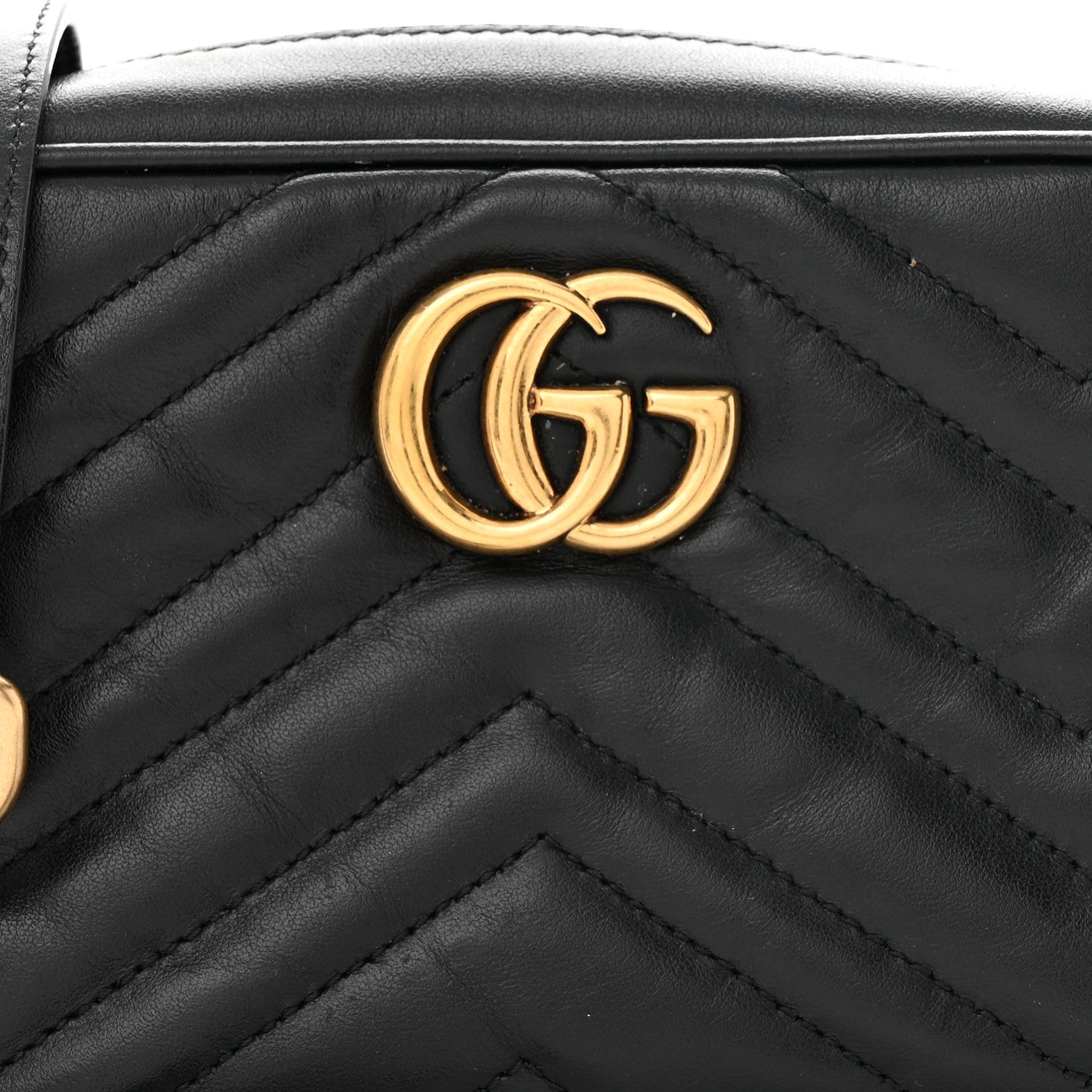 Gucci Calfskin Matelasse Mini GG Marmont Chain Shoulder Bag Black 8 of 12