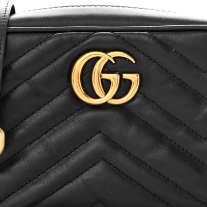 Gucci Calfskin Matelasse Mini GG Marmont Chain Shoulder Bag Black 8 of 12