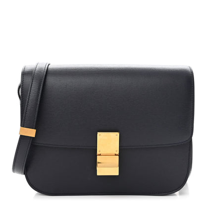 Celine Liege Calfskin Medium Classic Box Flap Bag Dark Blue 1 of 13