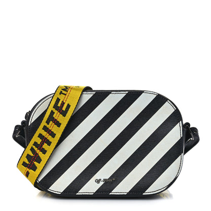 Off-White Saffiano Striped Diag Camera Bag Black White 1 of 10