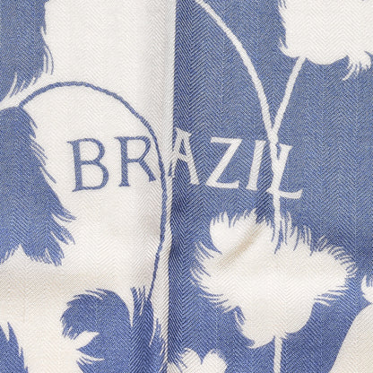 Hermes Cashmere Silk Brazil Tattoo Shawl 140 Bleu Lavande Blanc 7 of 7