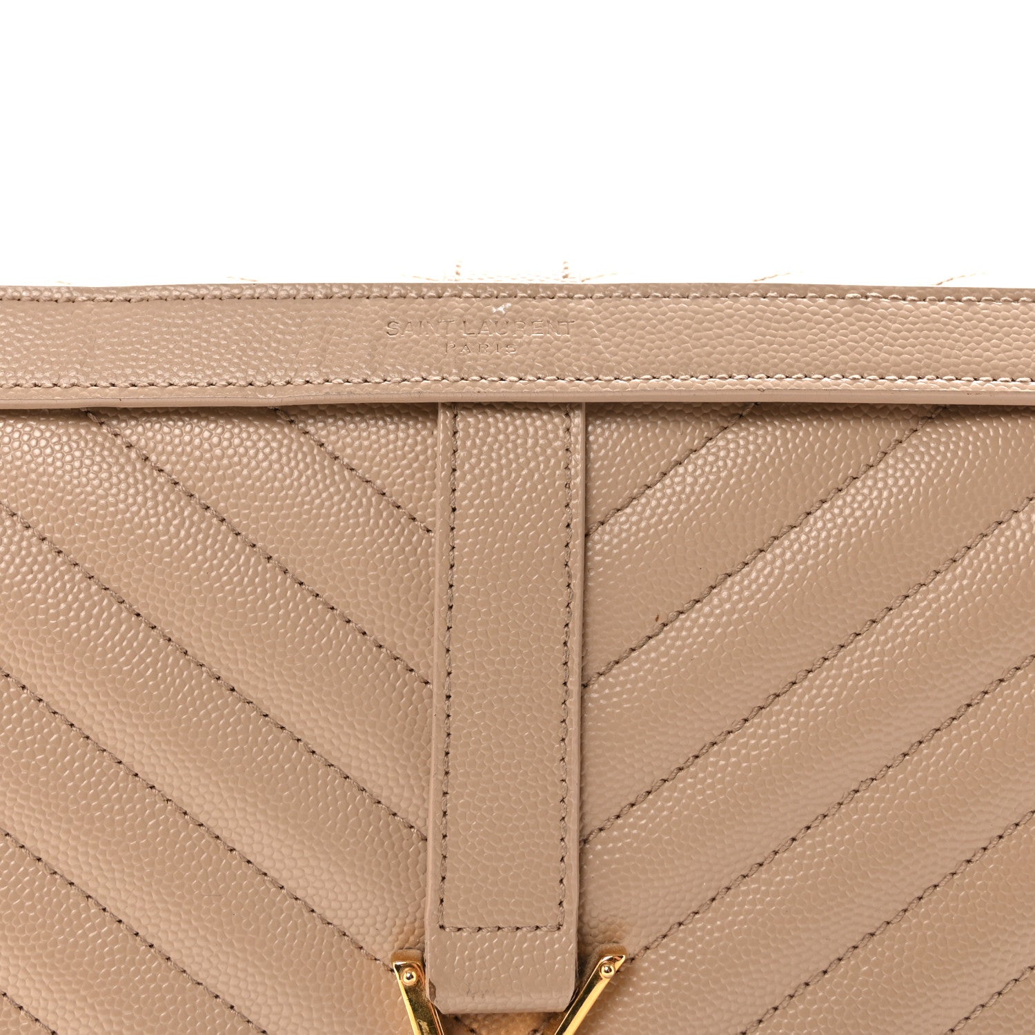 Saint Laurent Grain De Poudre Matelasse Chevron Large Monogram Satchel Dark Beige 7 of 10