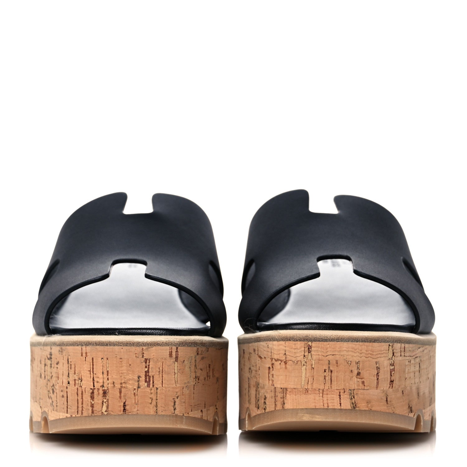 Hermes Calfskin Cork Eze 30 Sandals 39 Black 2 of 9