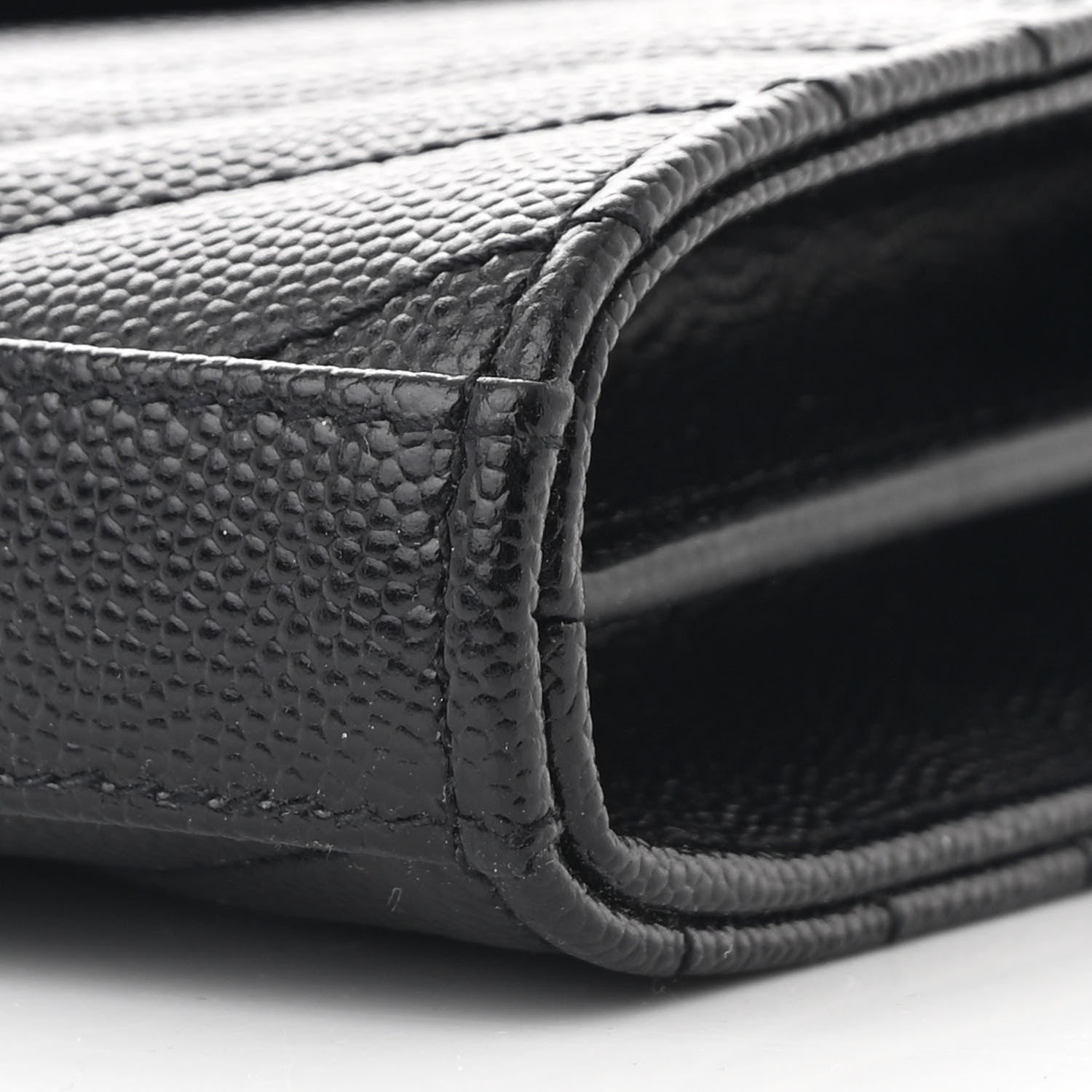 Saint Laurent Grain De Poudre Matelasse Chevron Monogram Chain Wallet Black 11 of 12