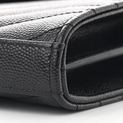 Saint Laurent Grain De Poudre Matelasse Chevron Monogram Chain Wallet Black 11 of 12