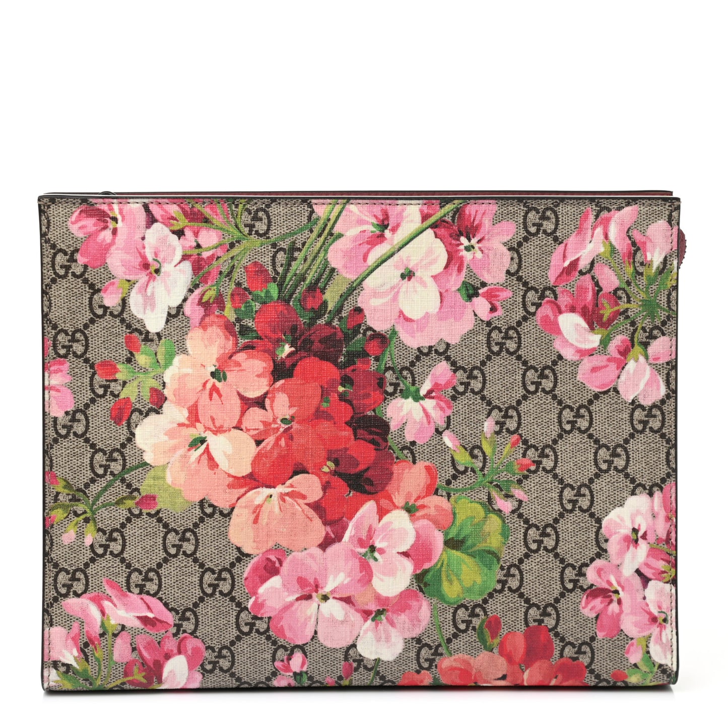 GG Supreme Monogram Blooms Large Cosmetic Case Beige Multicolor Dry Rose