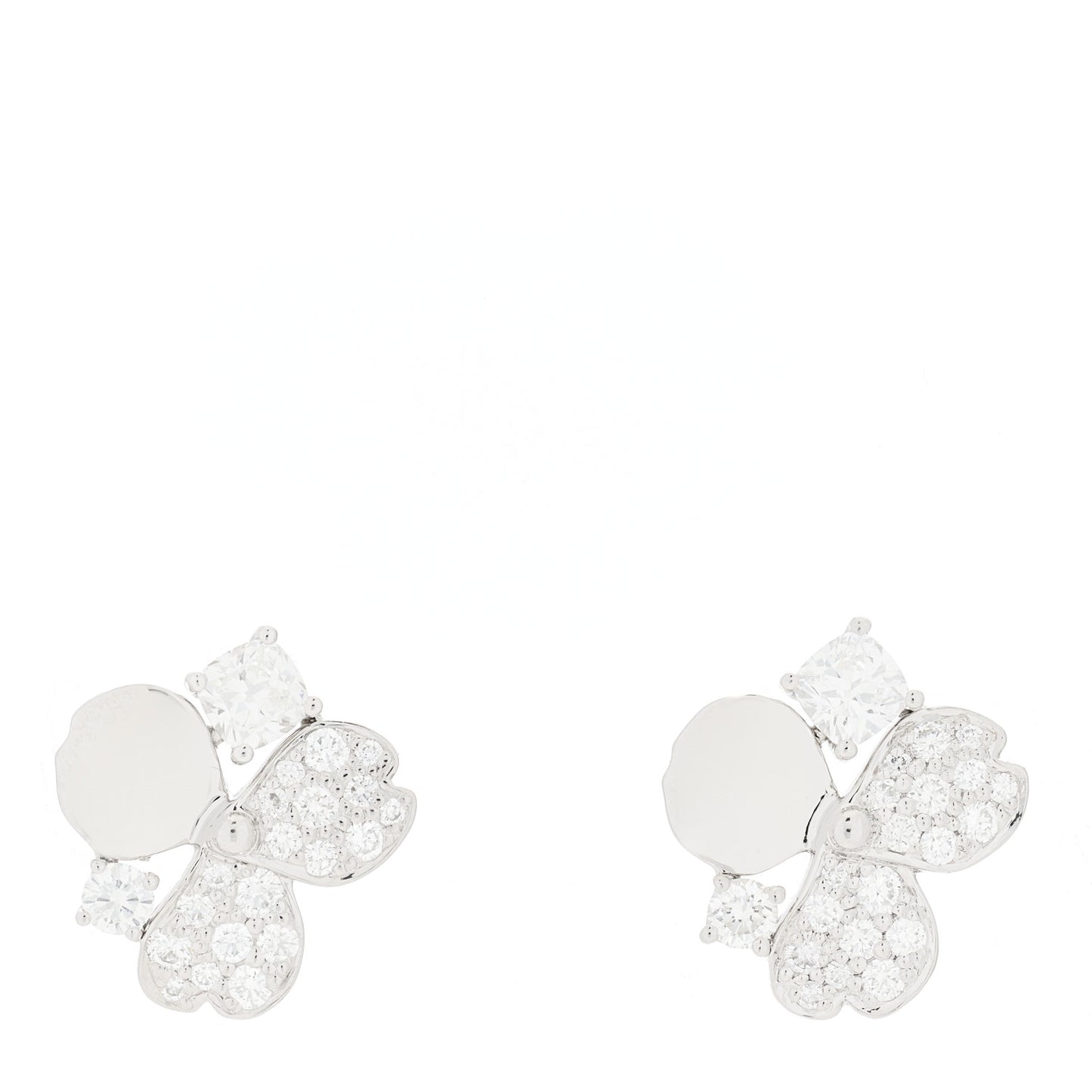 Platinum Diamond Paper Flowers Cluster Earrings