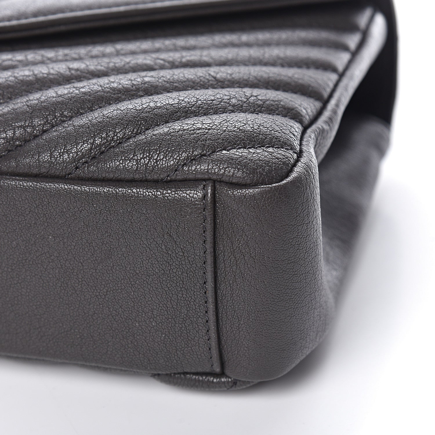 Saint Laurent Sheepskin Matelasse Chevron Monogram Medium College Bag Asphalt 10 of 10