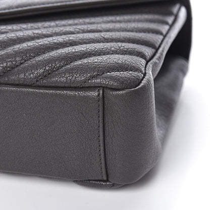 Saint Laurent Sheepskin Matelasse Chevron Monogram Medium College Bag Asphalt 10 of 10