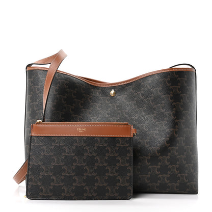 Celine Triomphe Canvas Calfskin Shopper Tote Tan 5 of 19