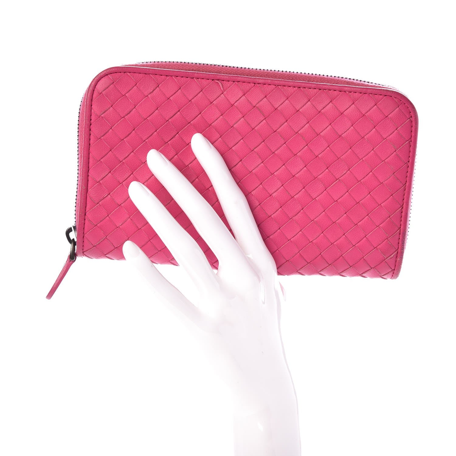Bottega Veneta Nappa Intrecciato Zip Around Wallet Pink 2 of 13
