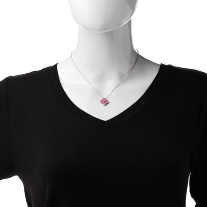 Van Cleef & Arpels 18K Rose Gold Diamond Rhodonite Vintage Alhambra Pendant Necklace 2 of 8