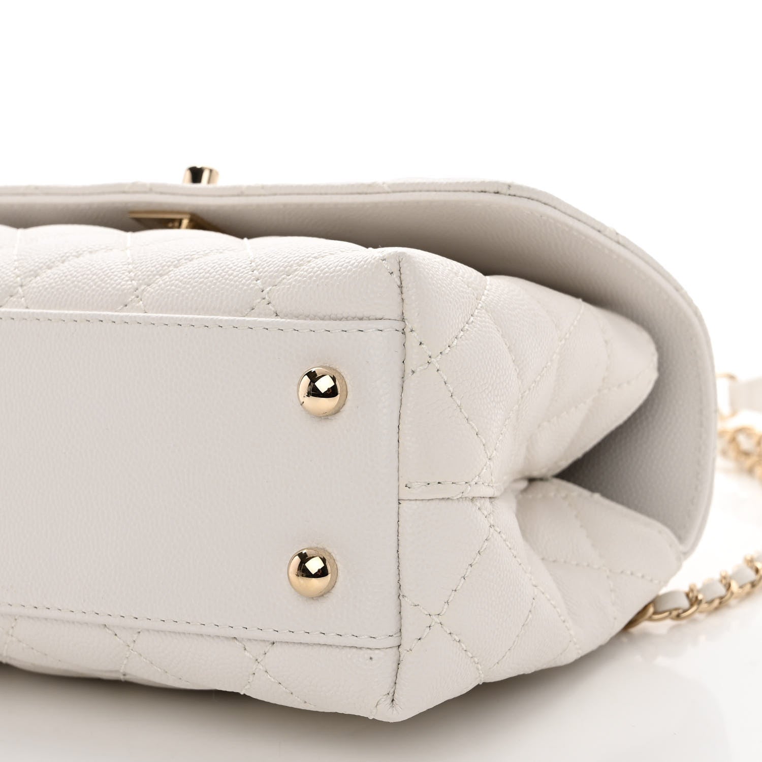 Chanel Caviar Quilted Mini Coco Handle Flap White 10 of 11