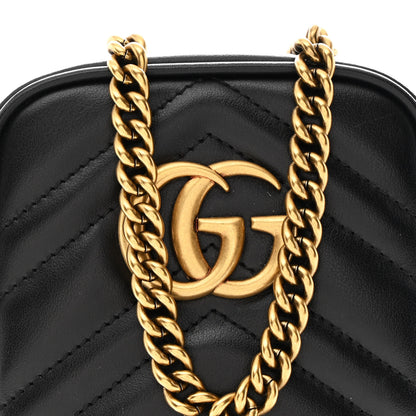 Gucci Calfskin Matelasse Mini GG Marmont Crossbody Bag Black 8 of 11