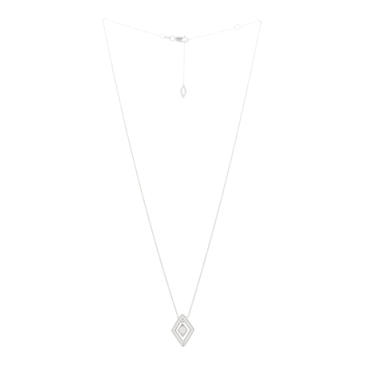 18K White Gold Diamond Diamante Necklace