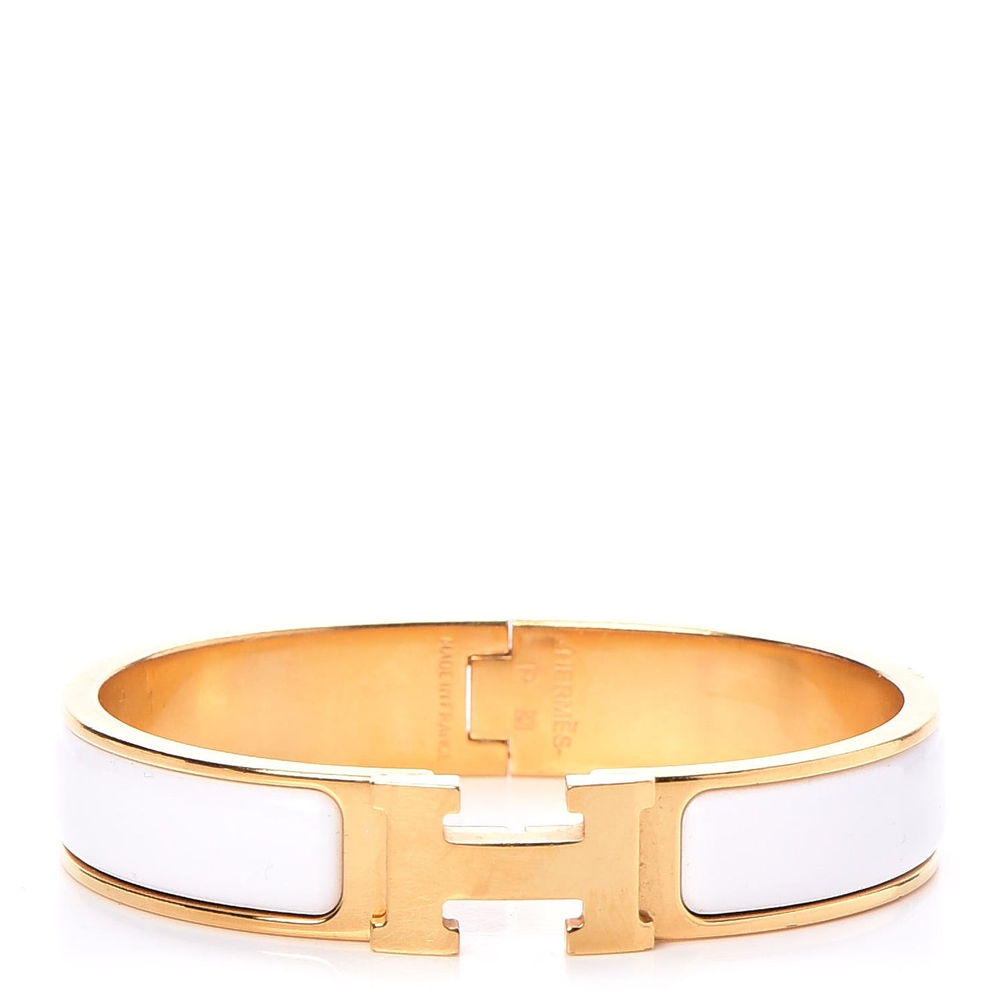 Enamel Narrow Clic Clac H Bracelet PM White