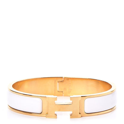 Hermes Enamel Narrow Clic Clac H Bracelet PM White 1 of 6