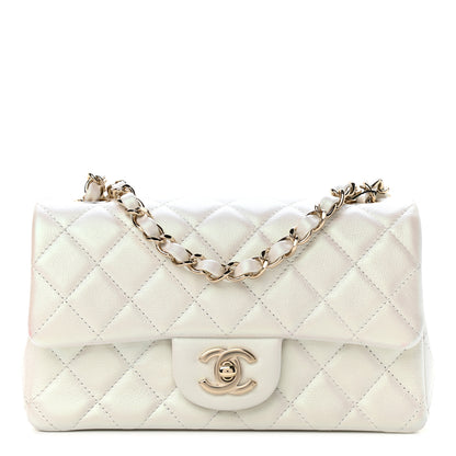 Chanel Iridescent Calfskin Quilted Mini Rectangular Flap White 1 of 10