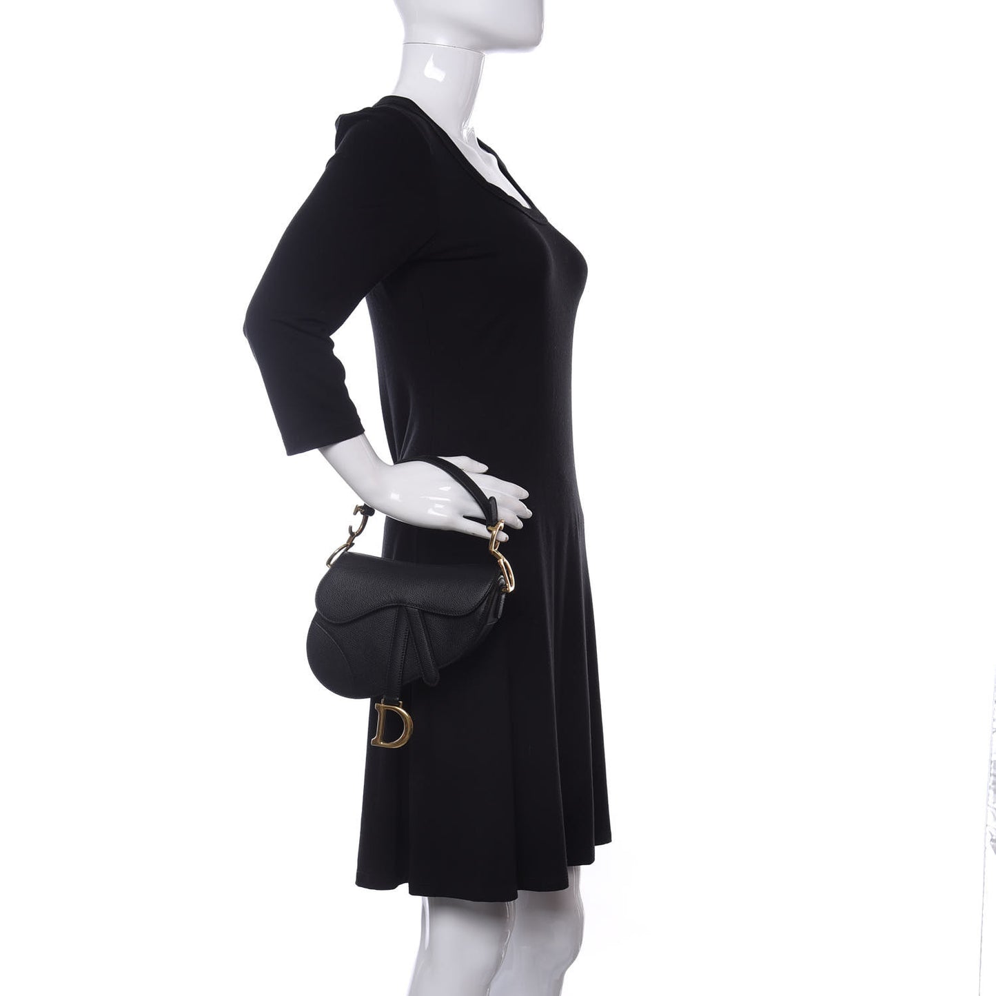 Grained Calfskin Mini Saddle Bag Black