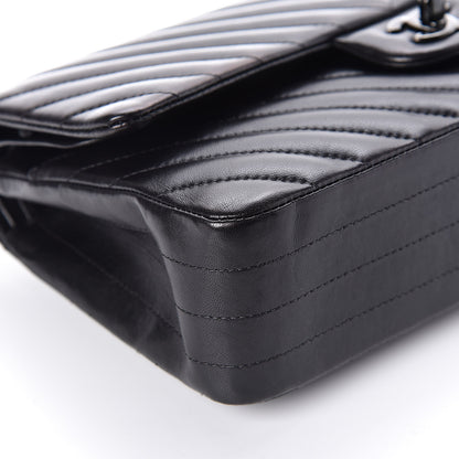 Chanel Lambskin Chevron Quilted Medium Double Flap So Black 6 of 14