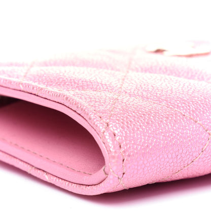Chanel Iridescent Caviar Quilted Zipped Key Holder Case Rose Pink 8 of 11