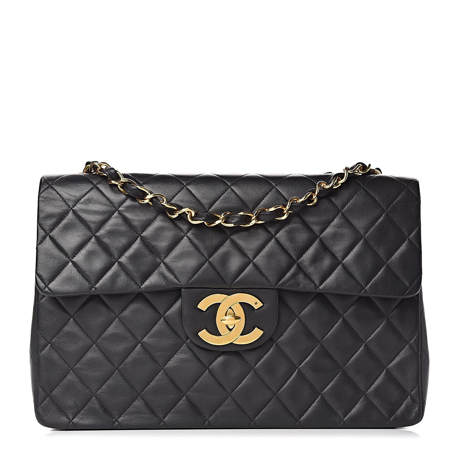 Chanel Lambskin Quilted XL Jumbo Single Flap Black 1 of 13
