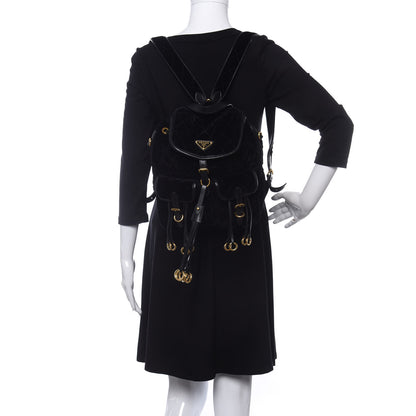 Prada Velluto Velvet Impunture Corsaire Backpack Black 2 of 10