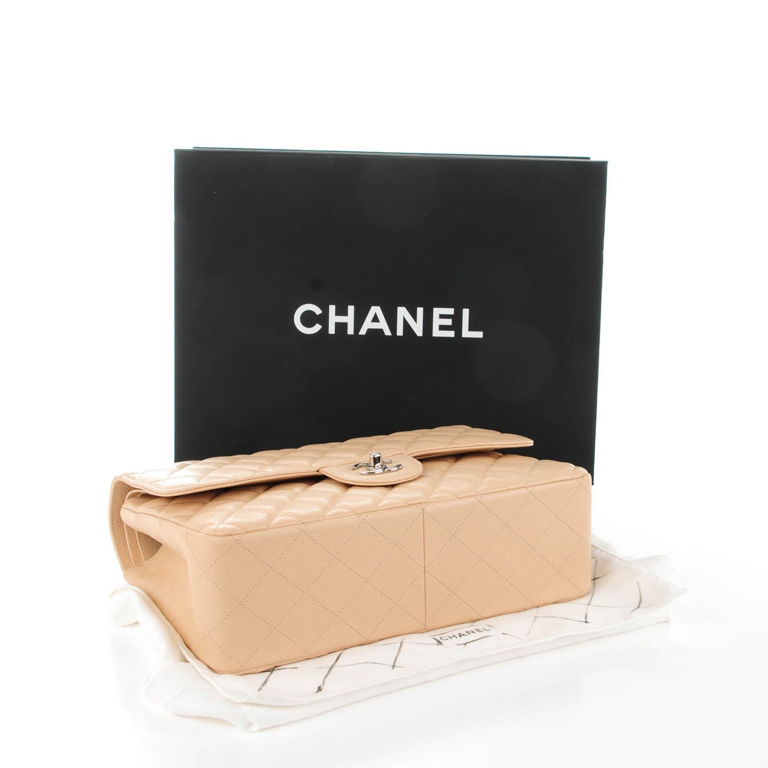 Chanel Caviar Quilted Jumbo Double Flap Beige Clair 4 of 9