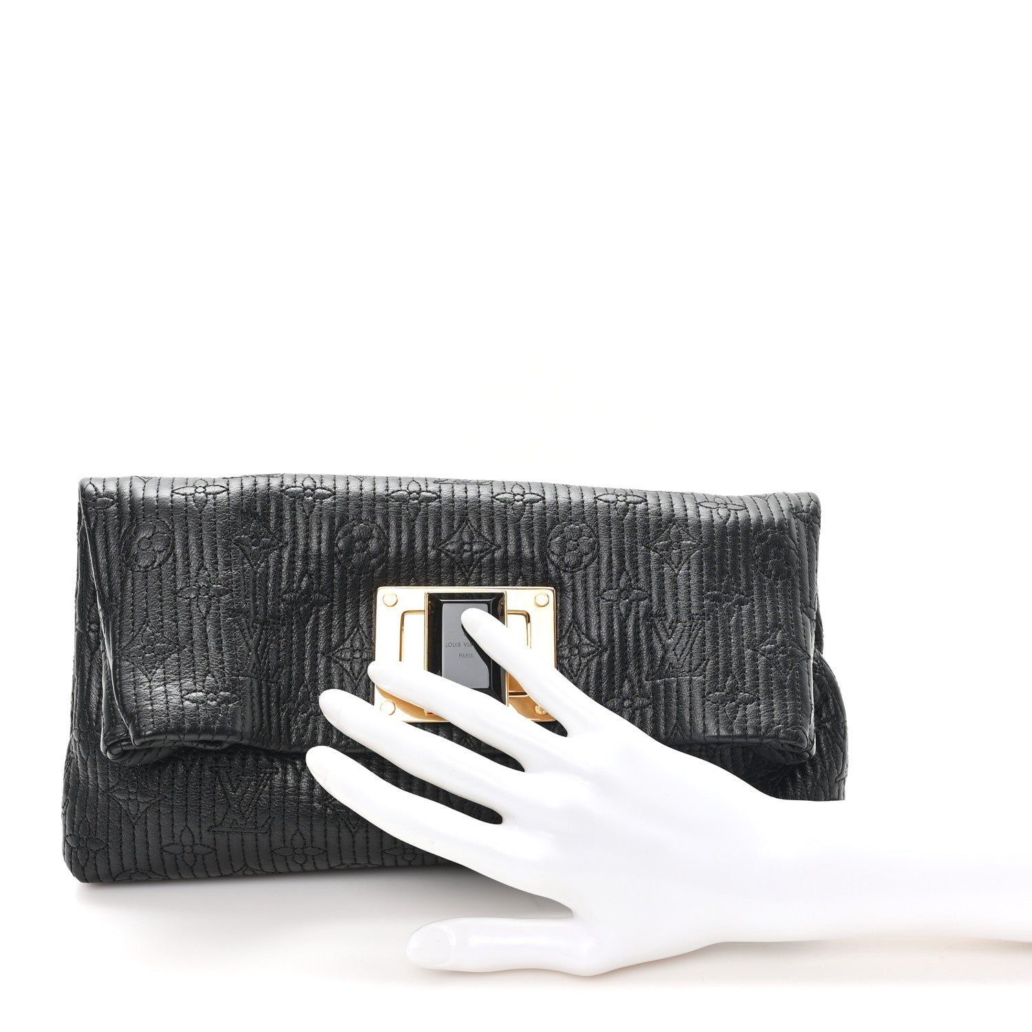 Louis Vuitton Calfskin Quilted Monogram Altair Clutch Black 2 of 7