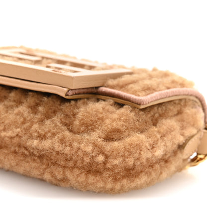Fendi Shearling Nano Maxi Buckle Baguette Charm Camel 10 of 10