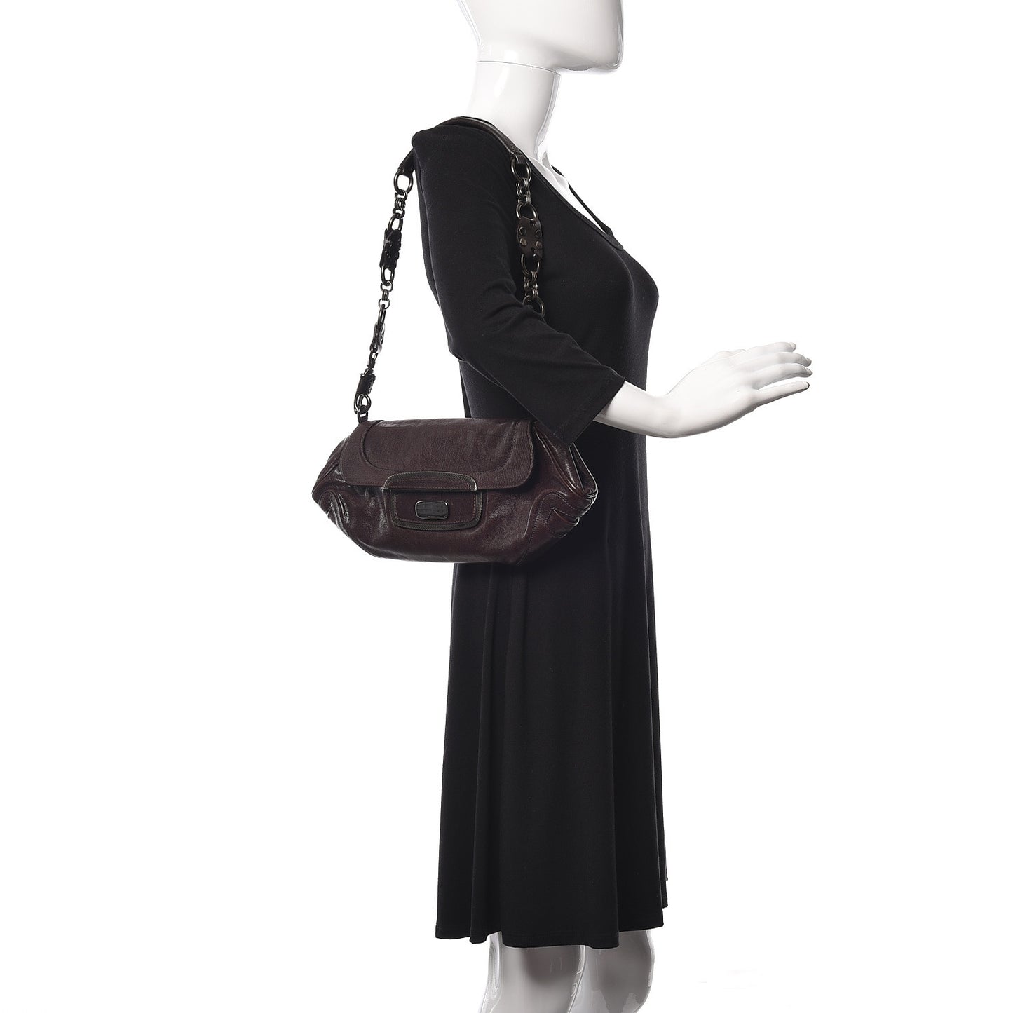 Vitello Shine Shoulder Bag Brown