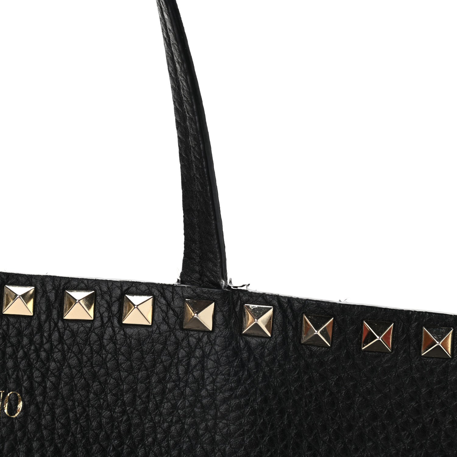 Valentino Garavani Grained Calfskin Rockstud Shoulder Tote Black 9 of 11