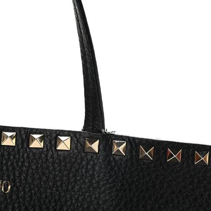 Valentino Garavani Grained Calfskin Rockstud Shoulder Tote Black 9 of 11
