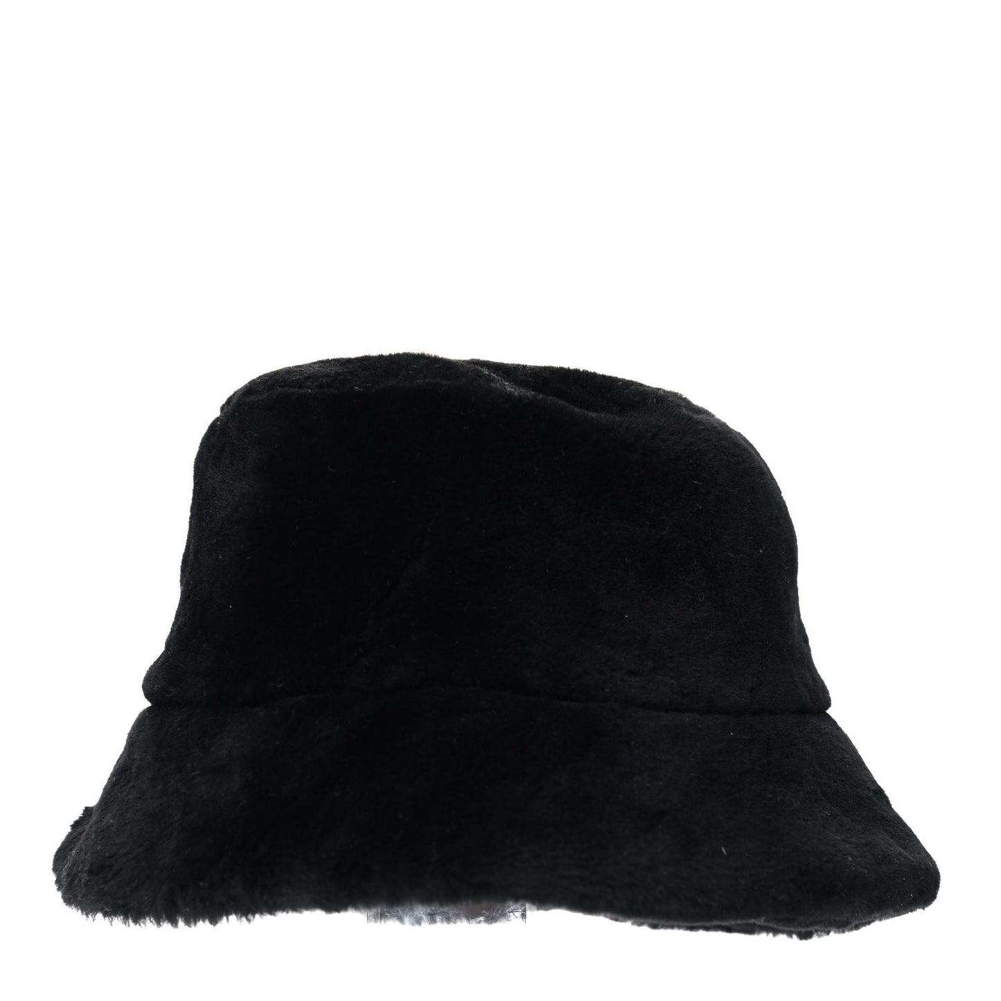 Shearling Metal Triangle Logo Womens Bucket Hat M Black