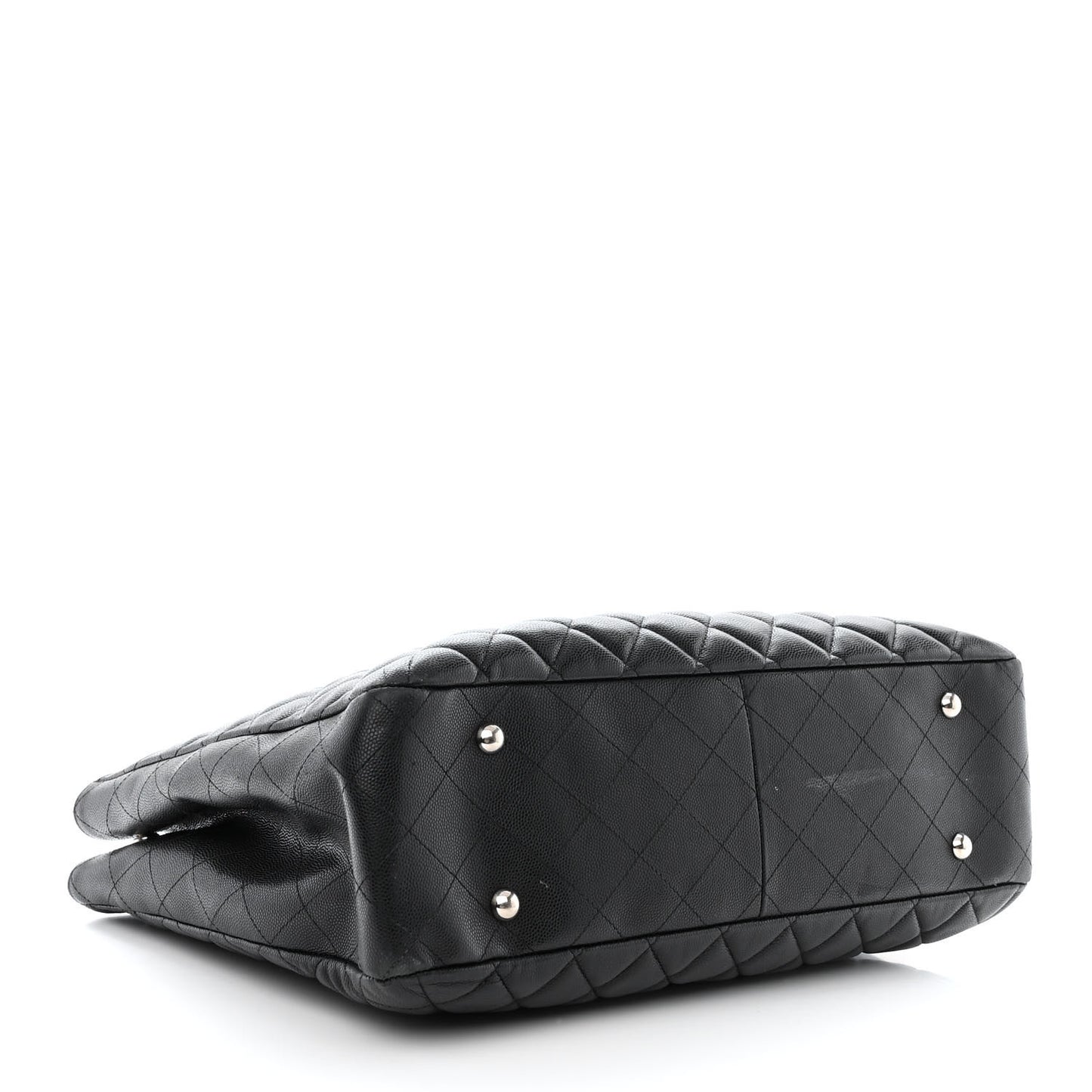 Caviar Quilted Large Shopping Tote Black