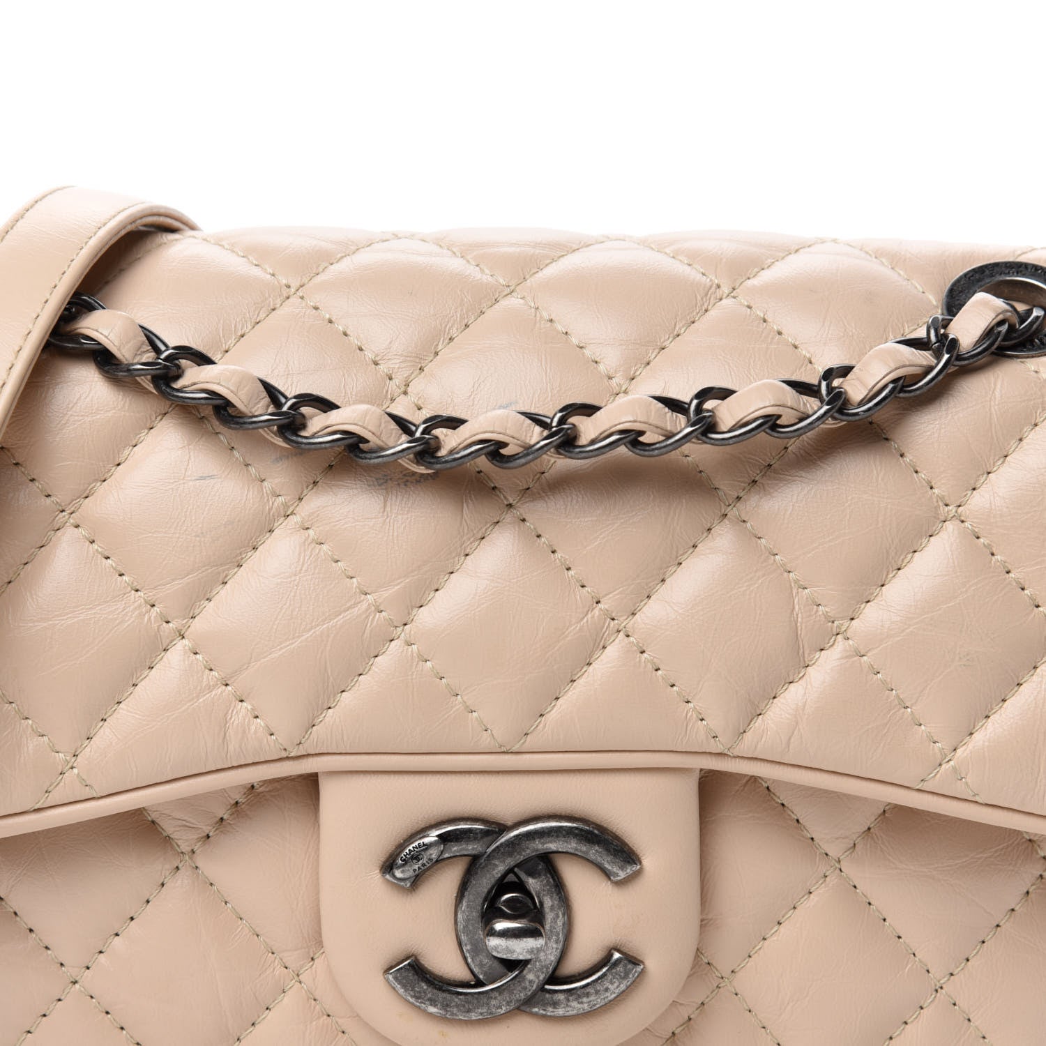 Chanel Aged Calfskin Quilted Small Easy Flap Beige 14 of 15