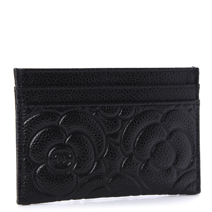 Chanel Caviar Camellia Embossed Card Holder Black 3 of 10