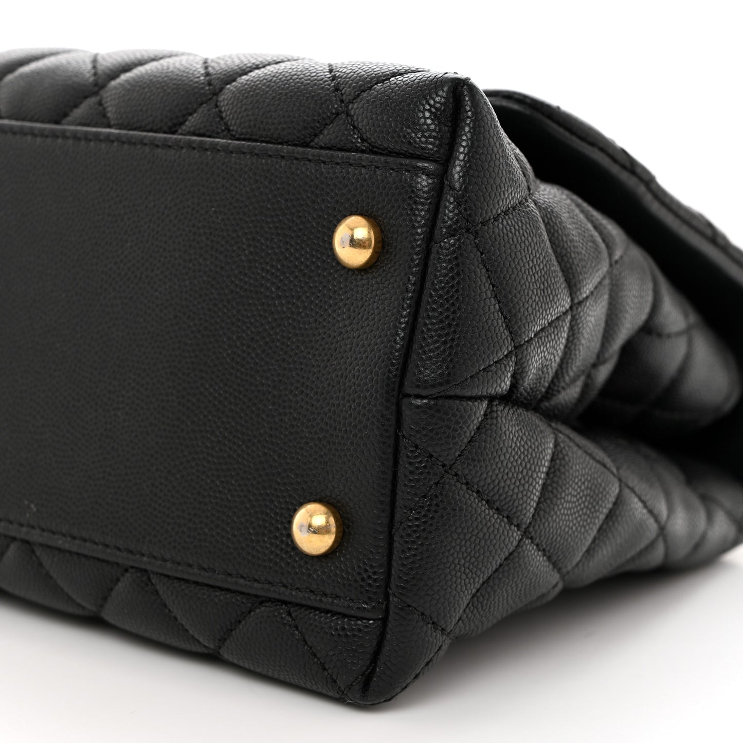 Caviar Quilted Small Coco Handle Flap Black