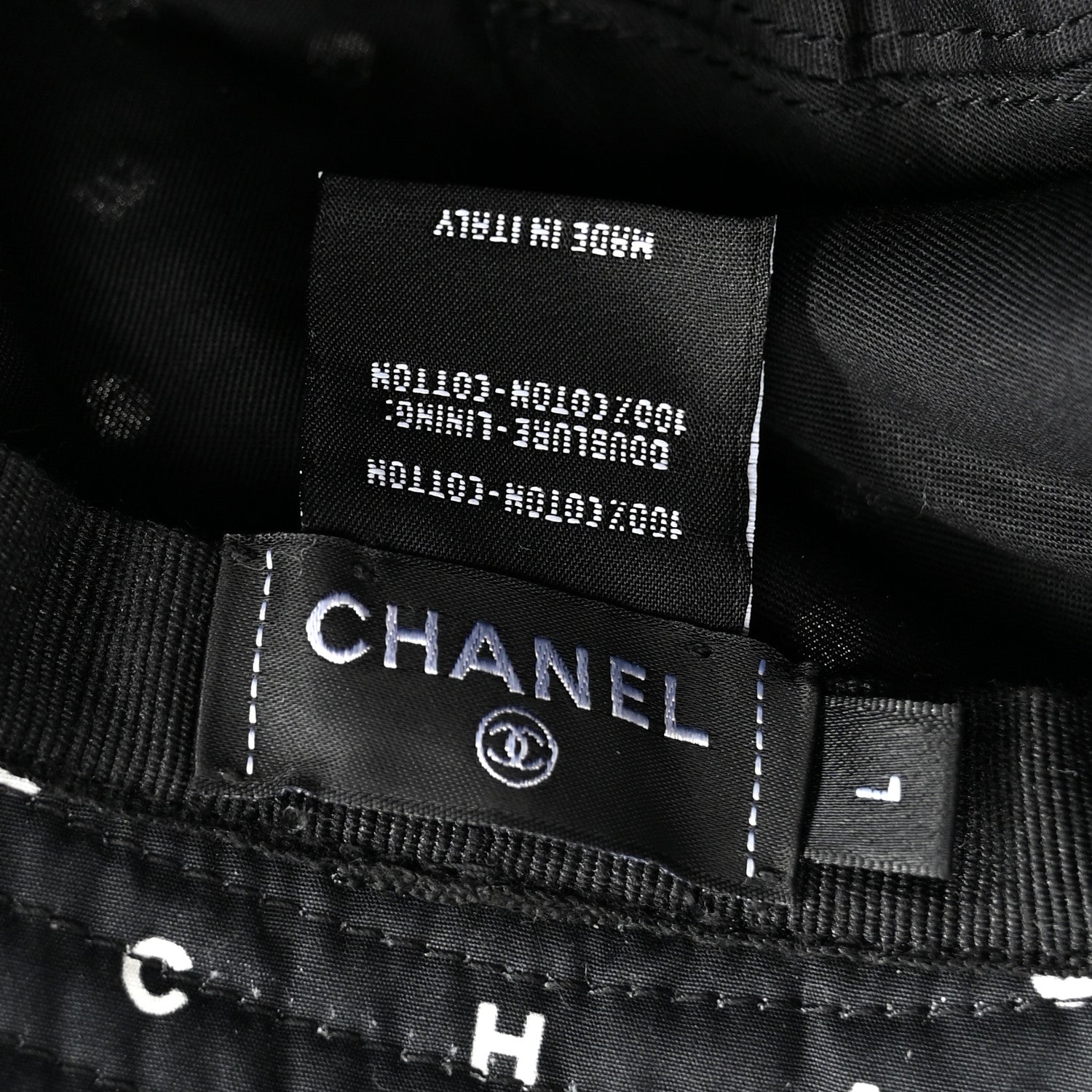 Chanel Cotton CC Polka Dot Bucket Hat L Black 8 of 9