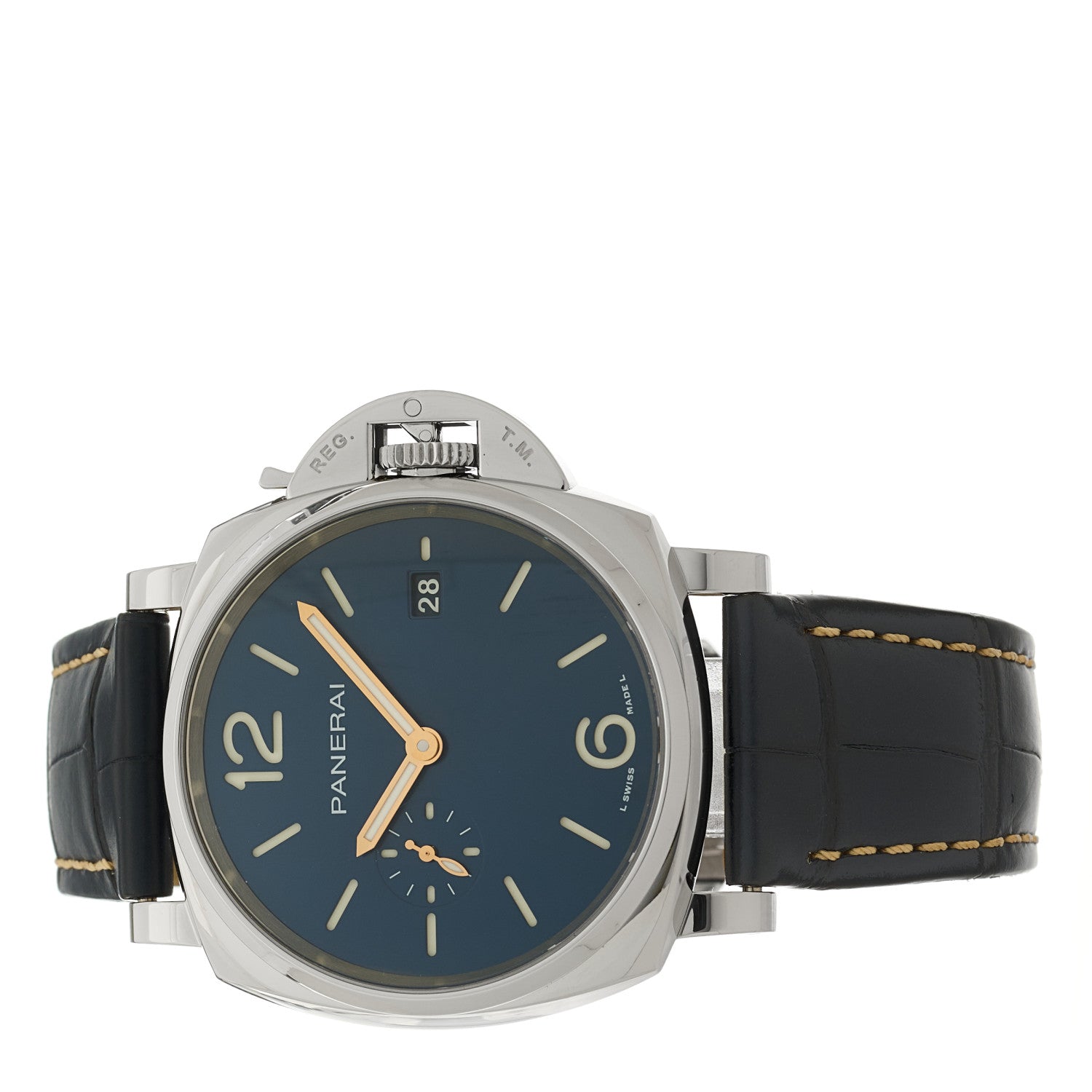 Panerai Stainless Steel Alligator 42mm Luminor Due Automatic Watch Blue PAM01274 2 of 6