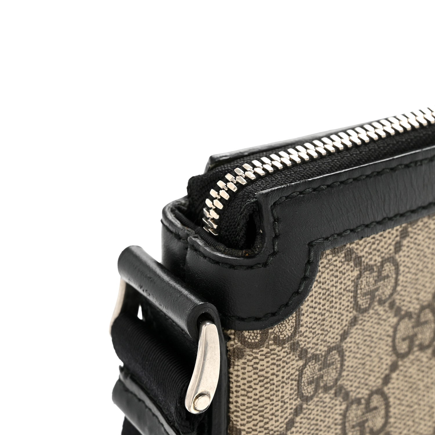 Gucci GG Supreme Monogram Web Messenger Bag Black 12 of 13