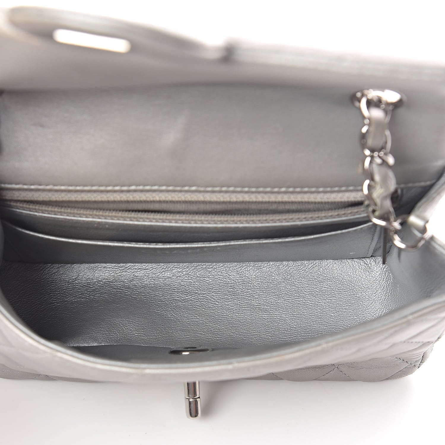 Chanel Metallic Lambskin Quilted Mini Rectangular Flap Silver 5 of 15