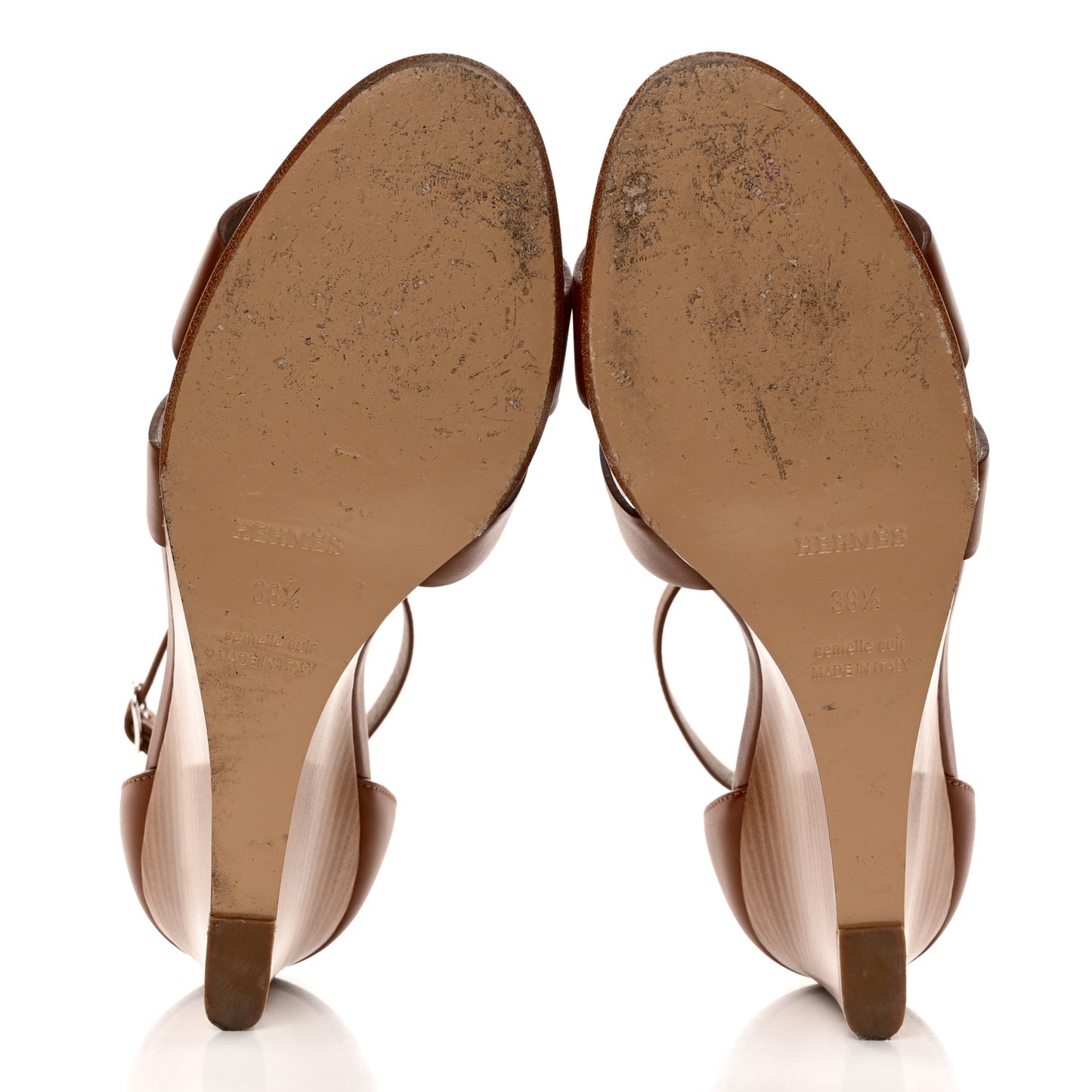 Calfskin Legend Wedge Sandals 38.5 Gold