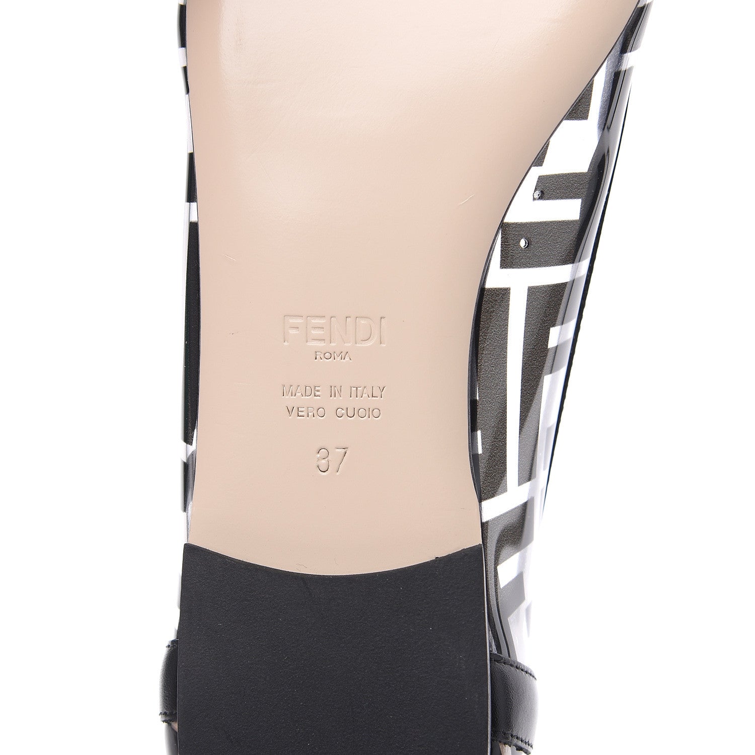 Fendi PVC Calfskin FF Colibri Ballerina Flats 37 Black 7 of 8